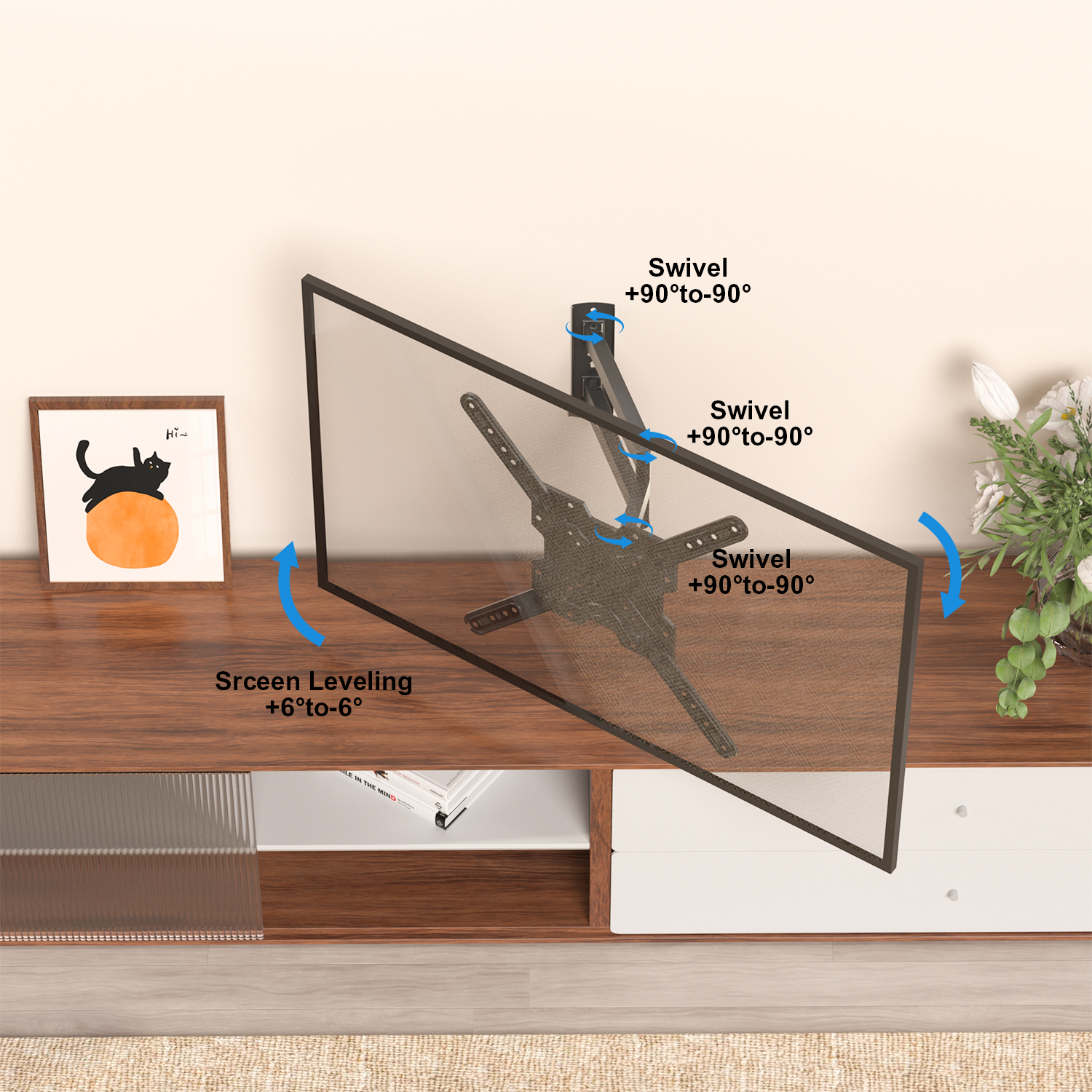 Universal TV Wall Mount Full-Motion TV Pole Bracket Mount
