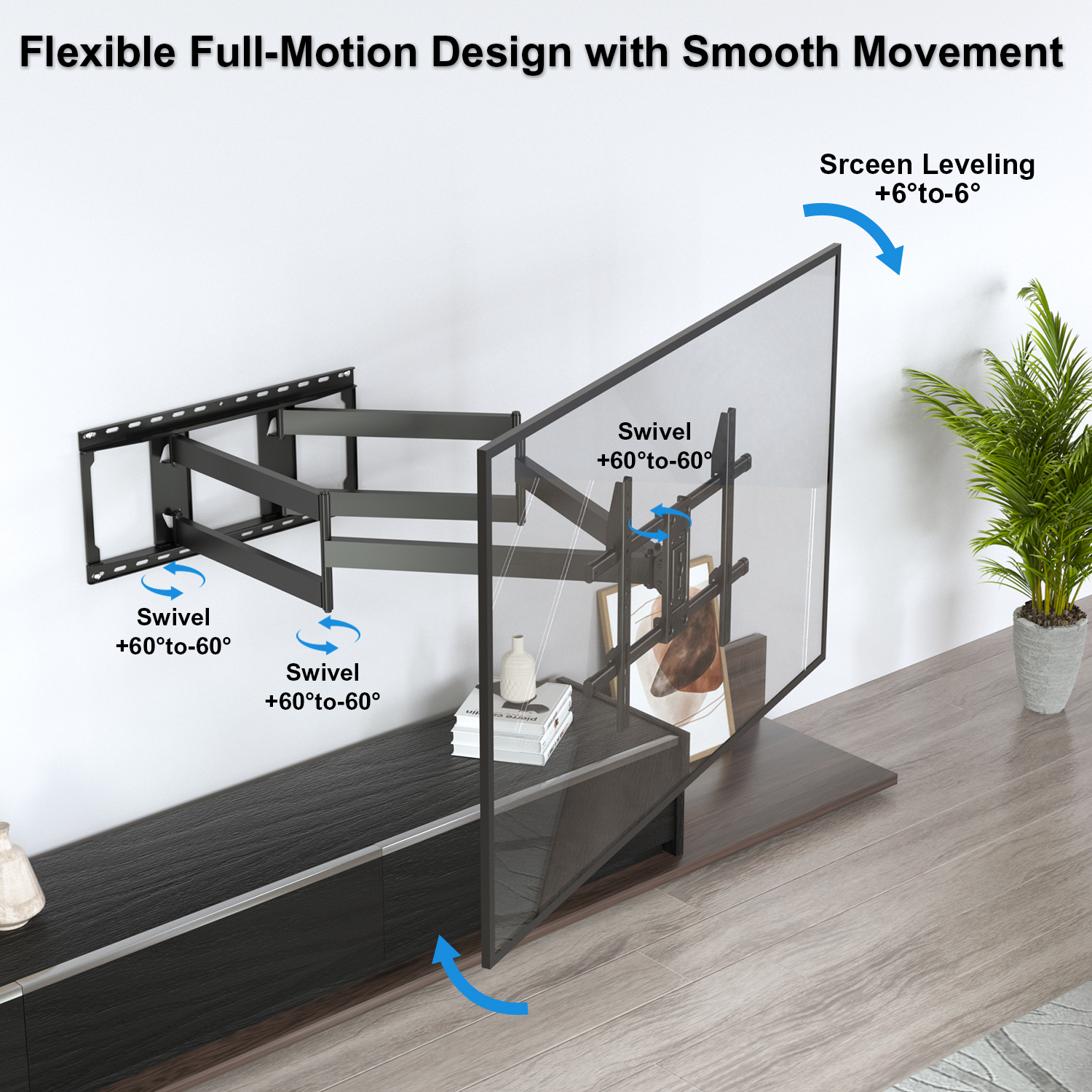 Wall Mount Full Motion Support Motorized Tv Mounts תושבת טלוויזיה ממונעת עם תמיכה מלאה לתנועה על הקיר