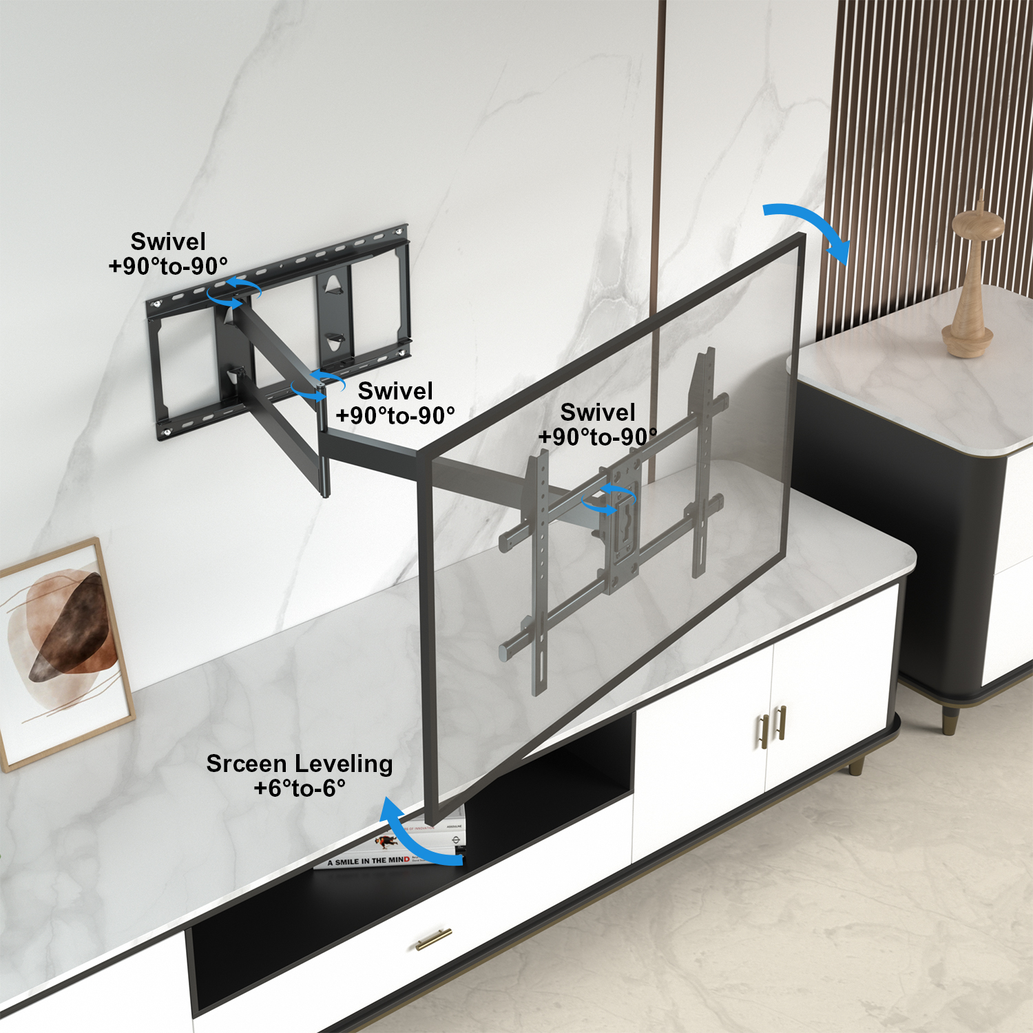 Full Motion TV Wall Mount Heavy Duty TV Bracket Mounts Support