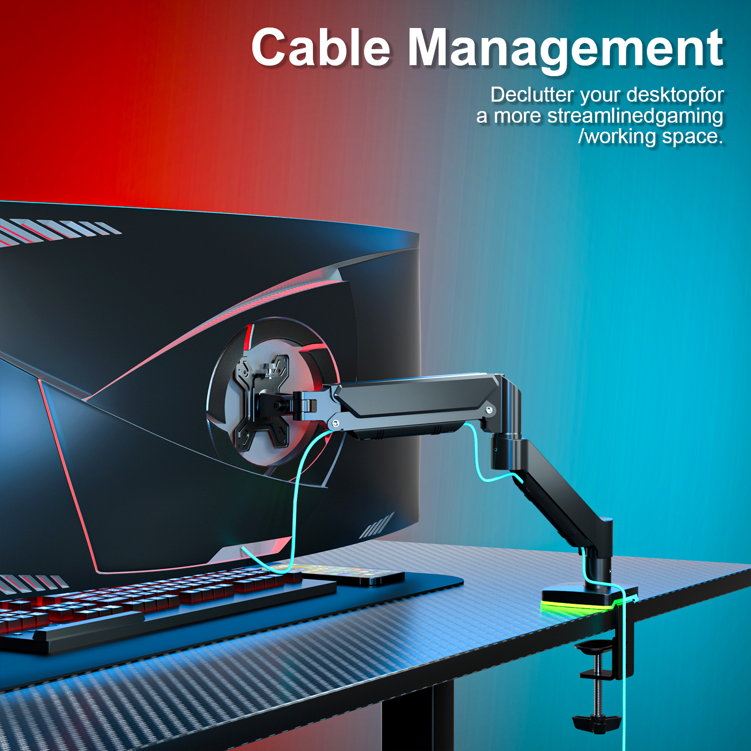 RGB Gas Spring Gaming Monitor Arm for 10 to 32 Inch Screens RGB Gas Spring Gaming Monitor Arm for 10 to 32 Inch Screens