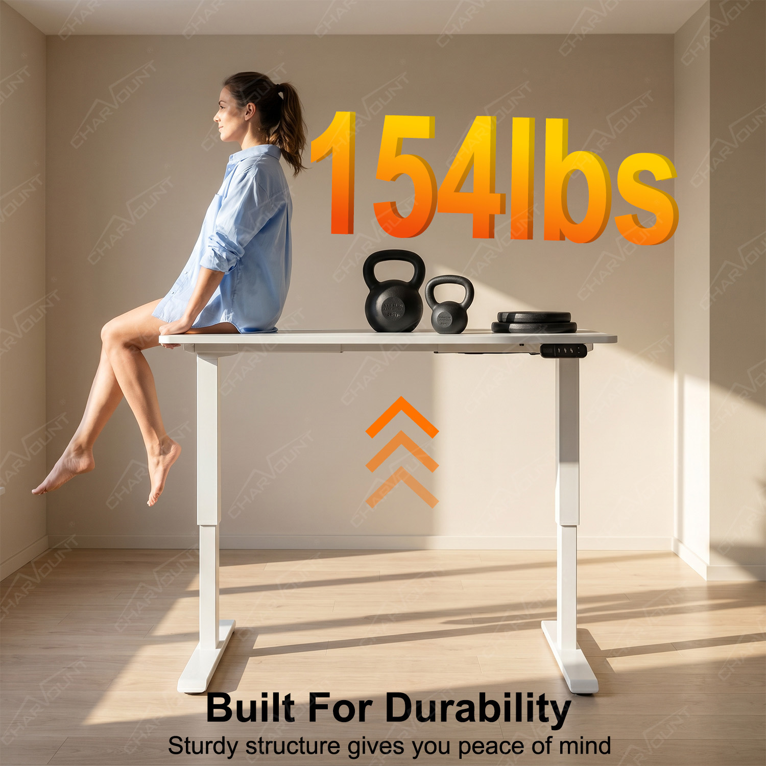 Electric Height Adjustable Standing Desk with 2 Memory Presets and Anti-Collision Protection Electric Height Adjustable Standing Desk with 2 Memory Presets and Anti-Collision Protection