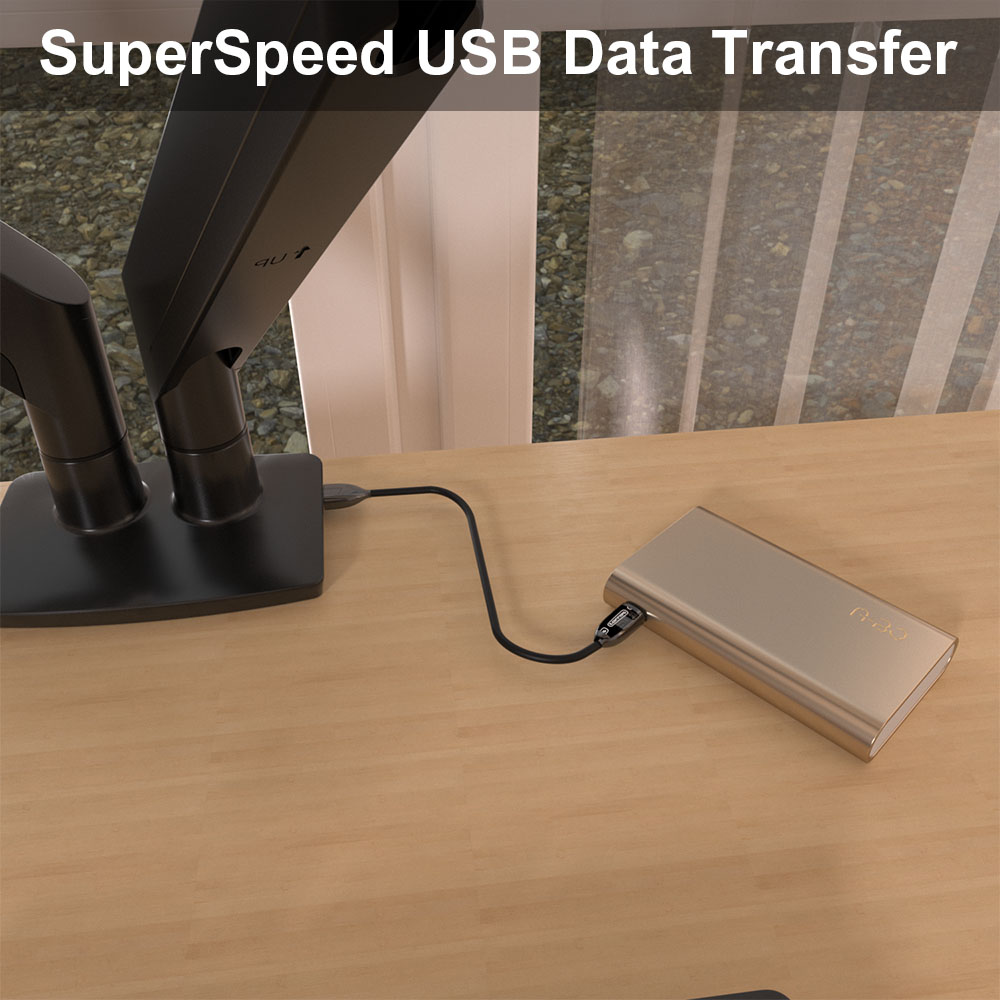 Dual Monitor Arm Mount na may USB Data Transfer