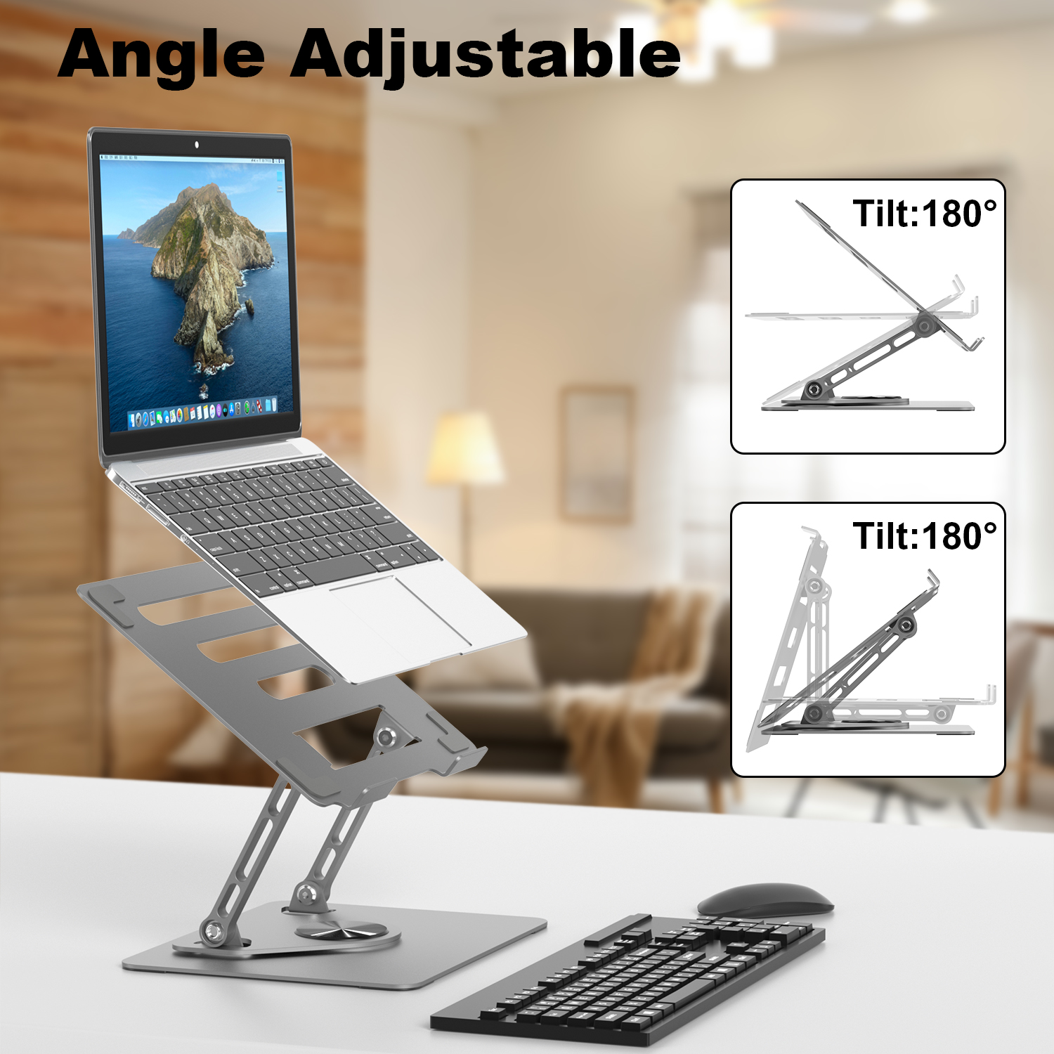 Vertical Ergonomic Adjustable Foldable Laptop Stand 360 Rotation
