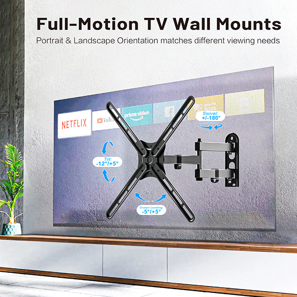 NEW FULL MOTION TV WALL MOUNT LONG STAND