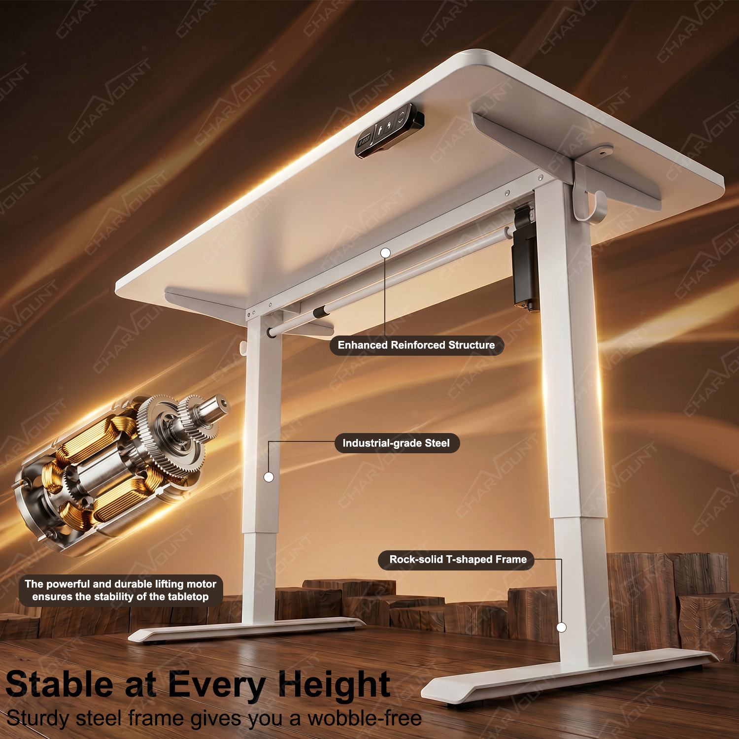 Electric Height Adjustable Standing Desk with 2 Memory Presets and Anti-Collision Protection Electric Height Adjustable Standing Desk with 2 Memory Presets and Anti-Collision Protection