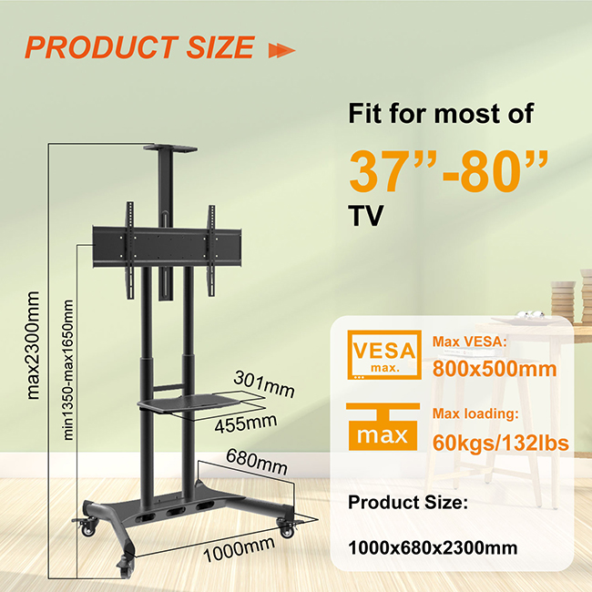 65 inch rolling tv stand (3)