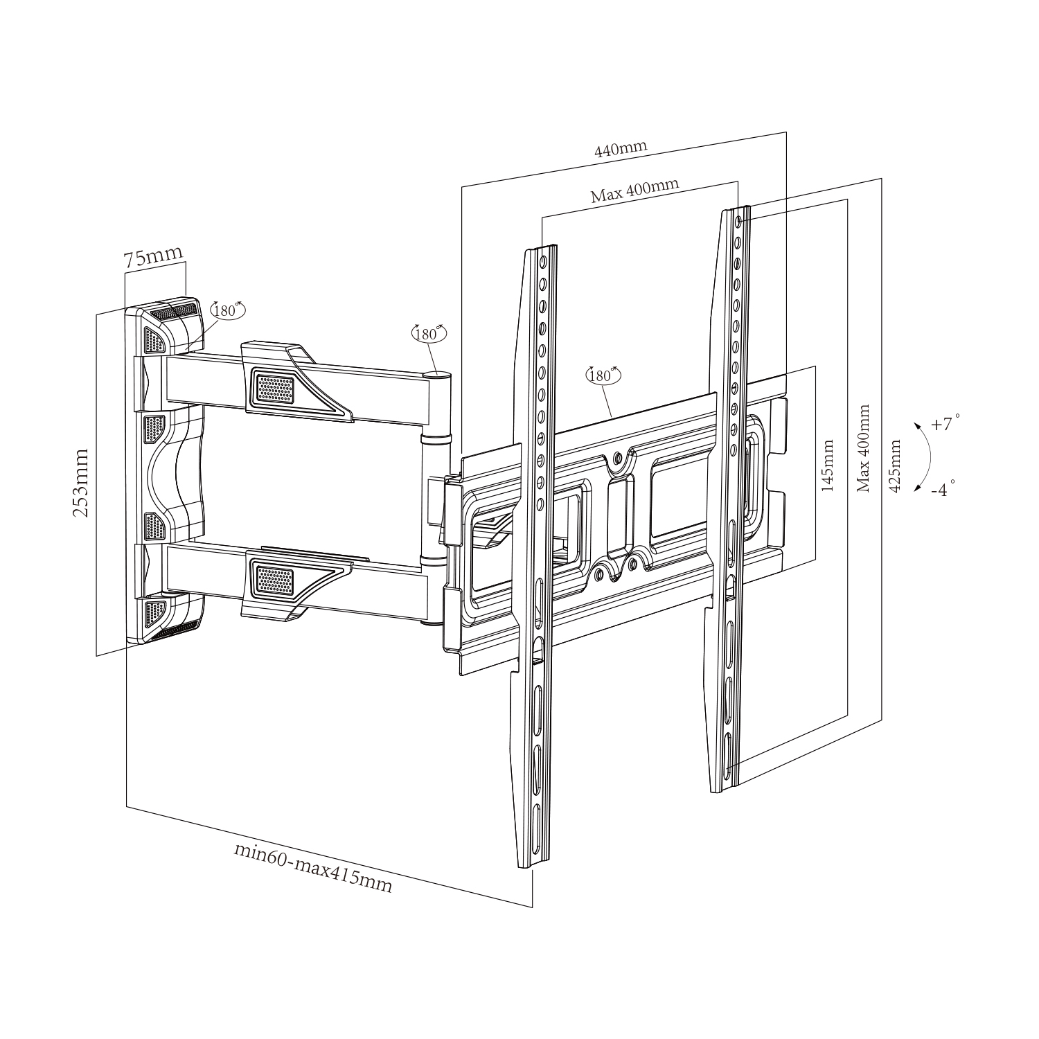 Max VESA 400×400 Universal Screws LCD Stand Tilt Adjustable TV Mount