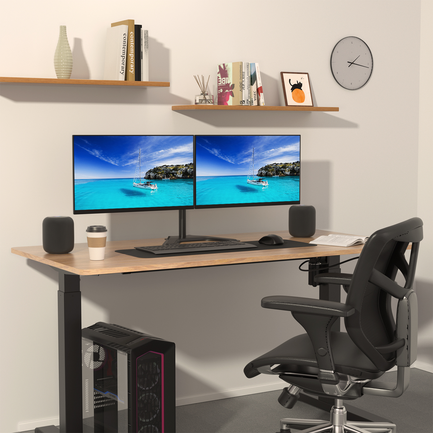 Monitor Holder Computer Screens up Laptop Adjustable LCD Dual Gas Spring