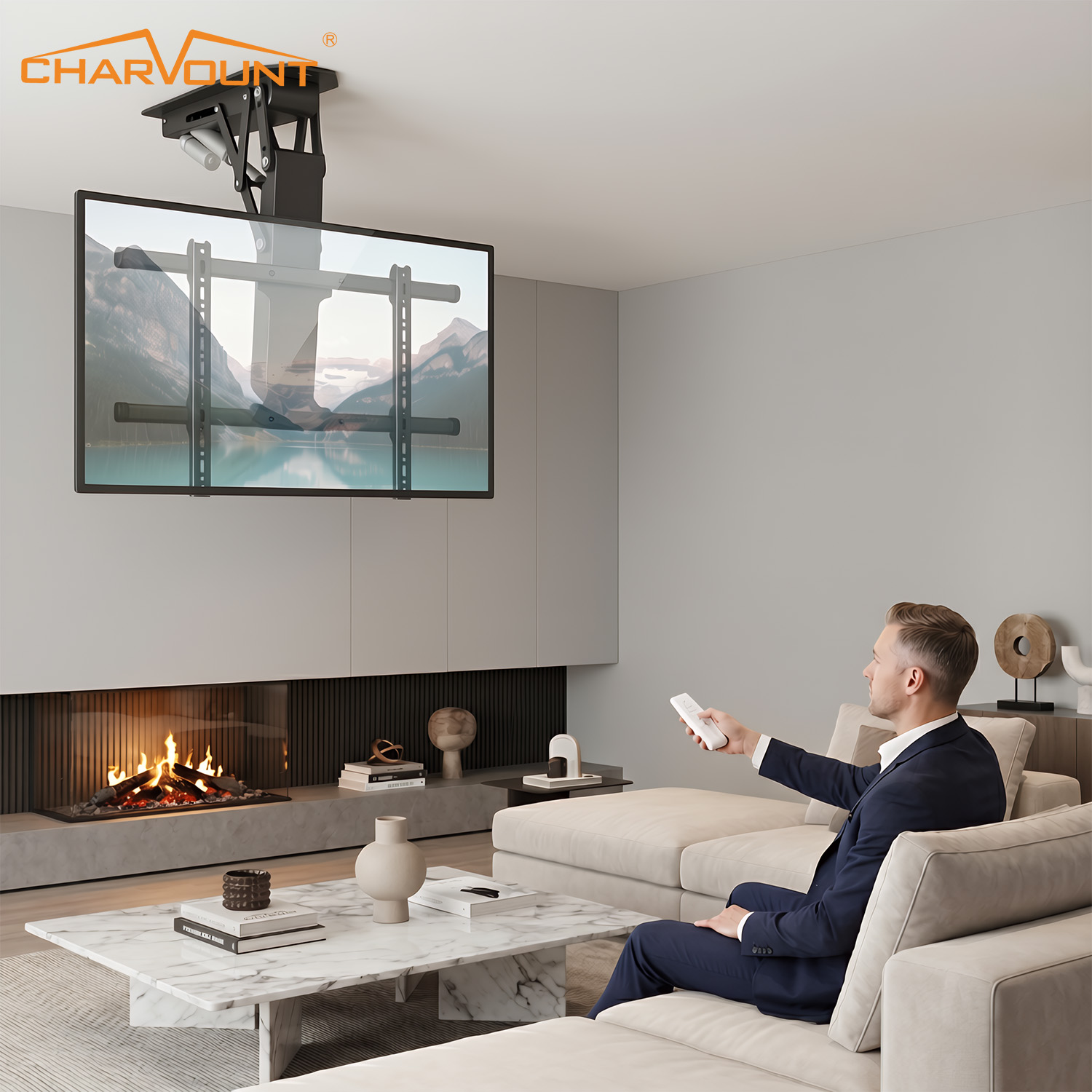 Motorized Ceiling TV Mount for 32 to 75 Inch TVs with Remote Control Motorized Ceiling TV Mount for 32 to 75 Inch TVs with Remote Control