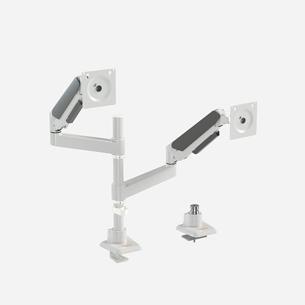 HEAVY DUTY DUAL GAMING MONITOR ARM WIDE POLE MOUNT DESK STAND