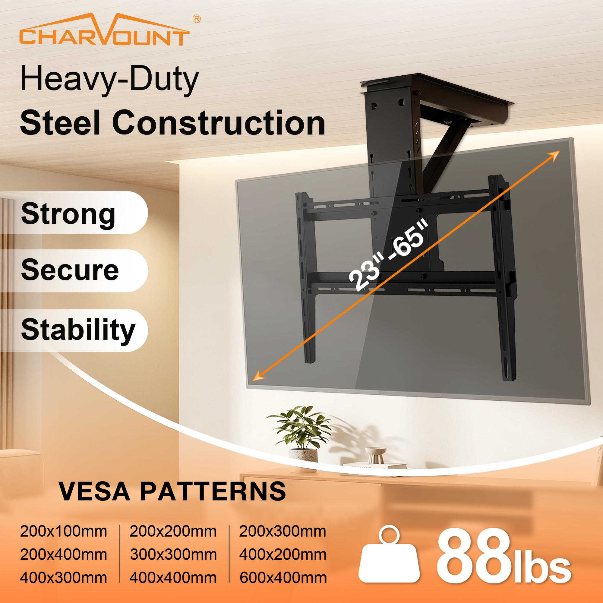 Motorized Ceiling TV Mount for 26 to 65 Inch TVs with Remote Control Motorized Ceiling TV Mount for 26 to 65 Inch TVs with Remote Control