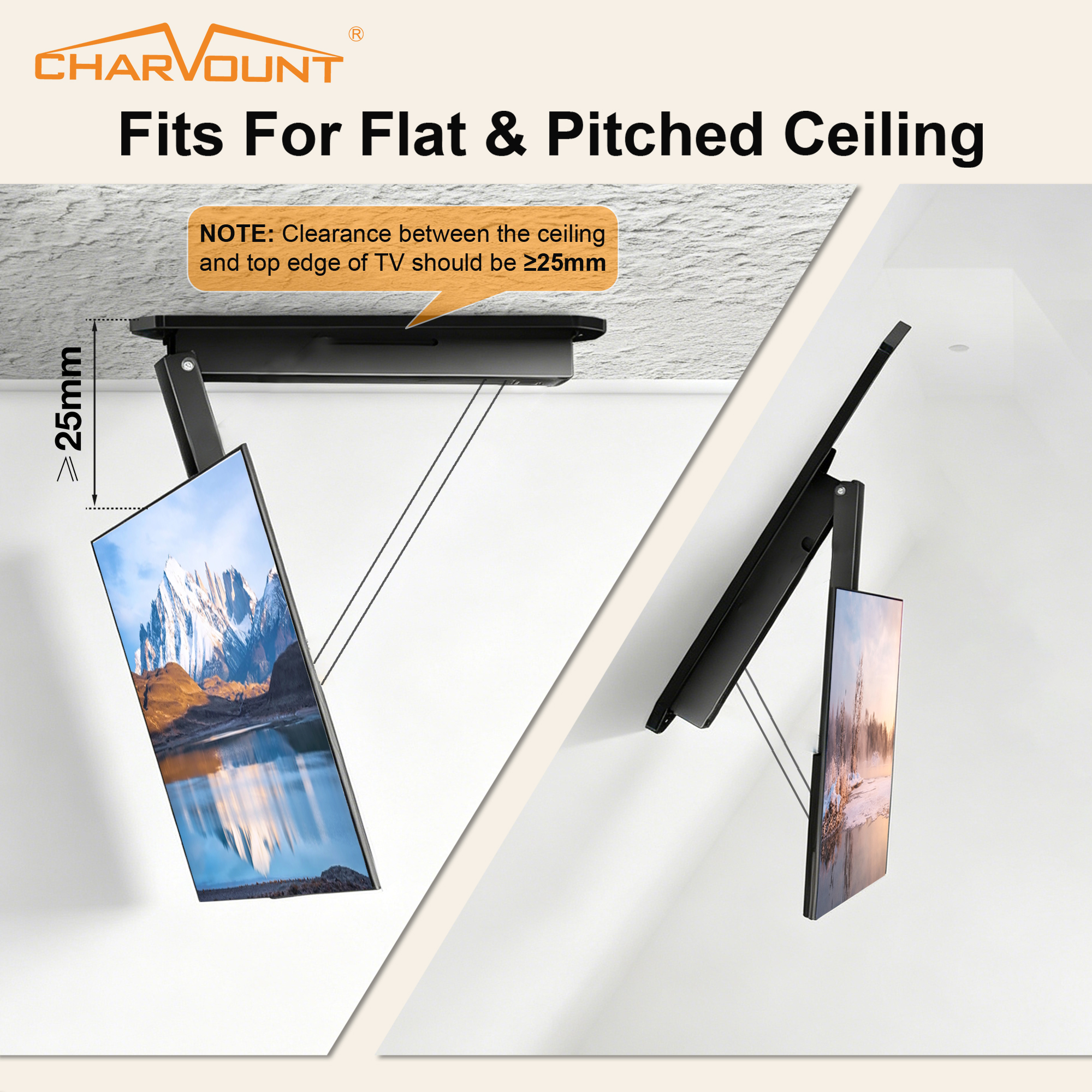Motorized Ceiling TV Mount for 26 to 65 Inch TVs with Remote Control Motorized Ceiling TV Mount for 26 to 65 Inch TVs with Remote Control