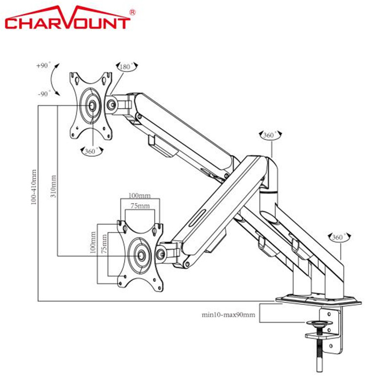 Dual VESA Mount Monitor Arm5