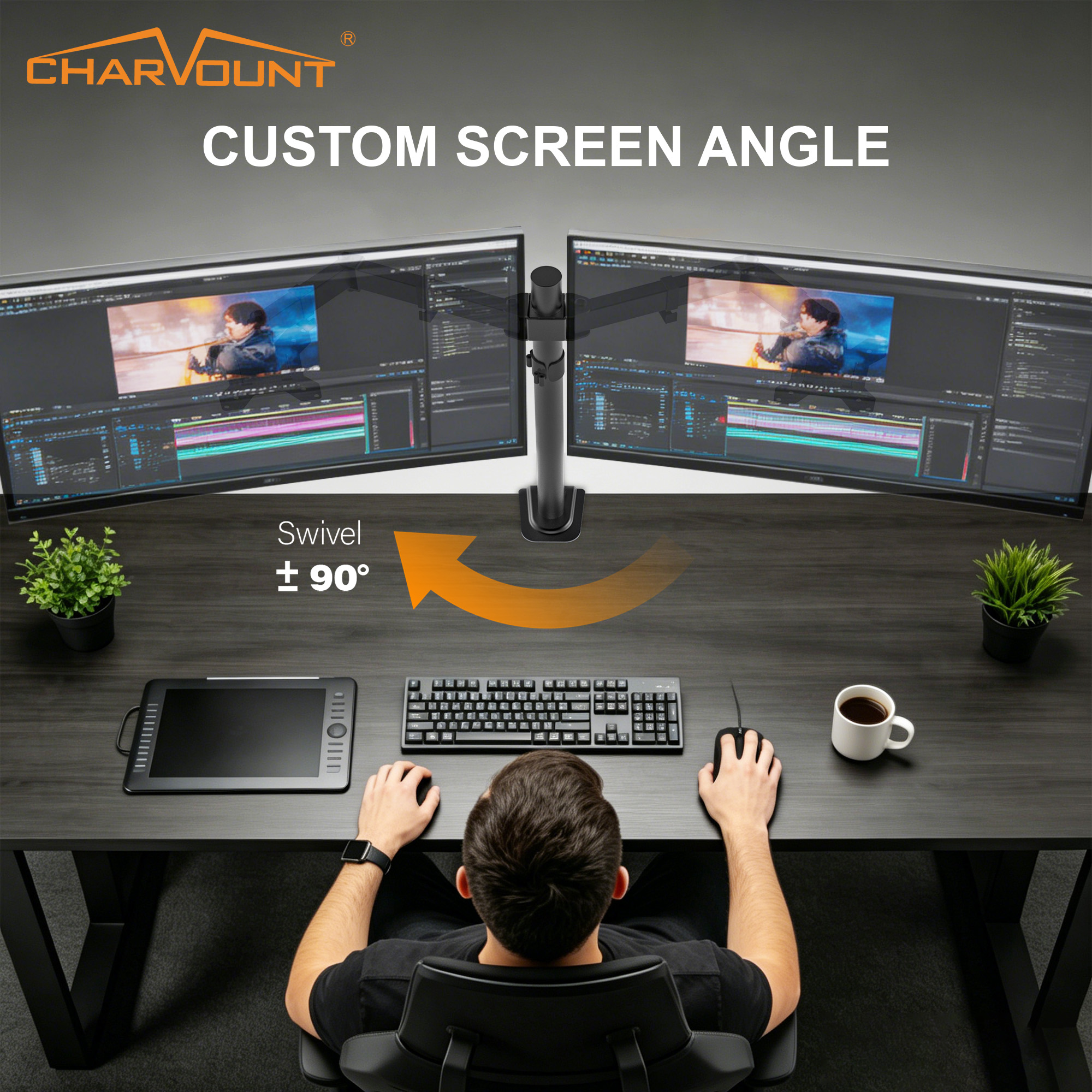 Dual Monitor Desk Mount for 13 to 32 Inch Screens Dual Monitor Desk Mount for 13 to 32 Inch Screens