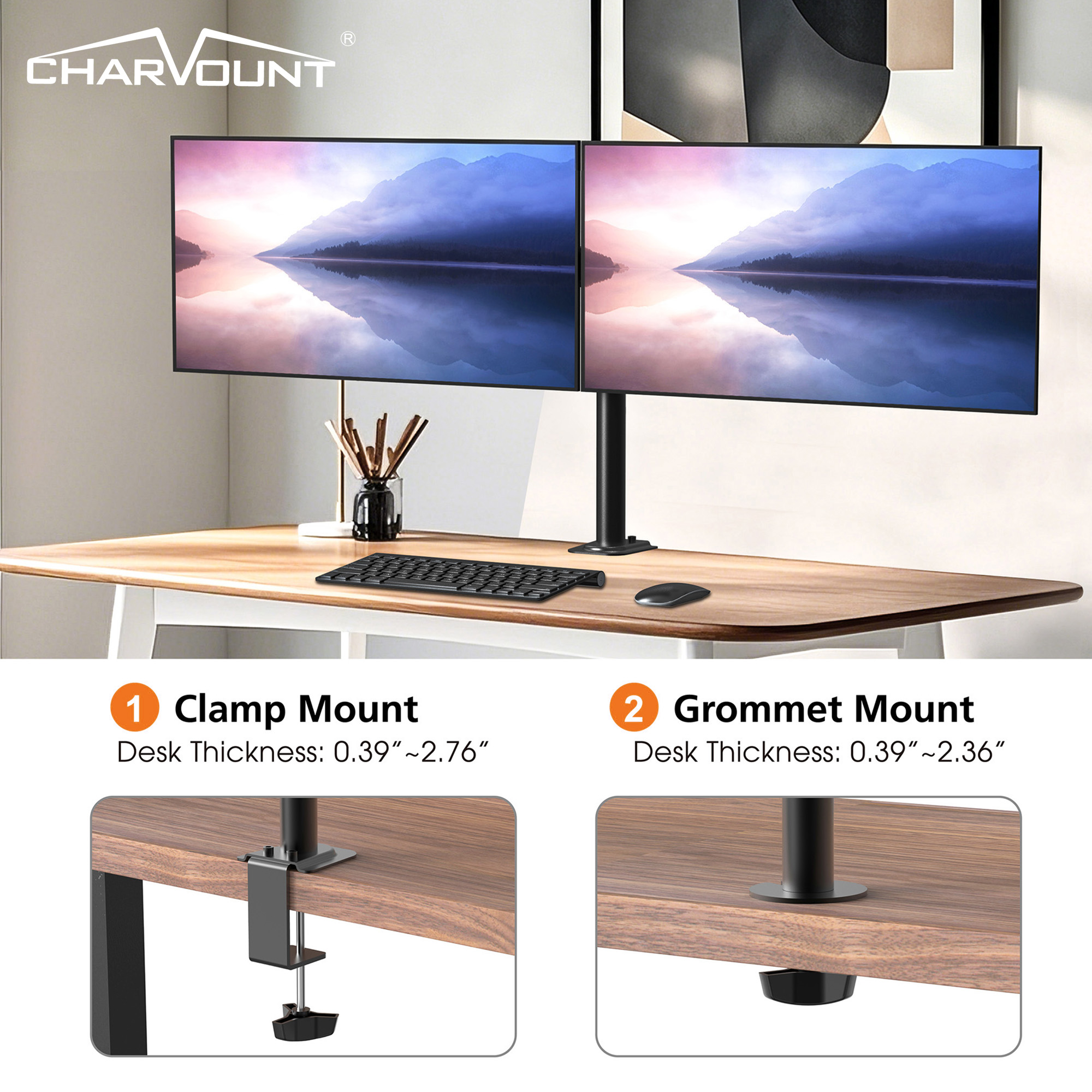 Dual Monitor Desk Mount for 13 to 32 Inch Screens Dual Monitor Desk Mount for 13 to 32 Inch Screens