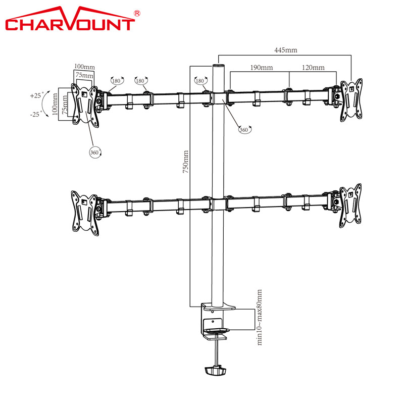 Multiple Screens Adjustable Monitor Stand for Desk2