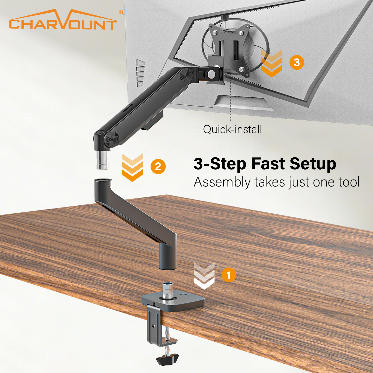 RGB Gas Spring Monitor Arm with USB Ports for 13 to 32 Inch Screens RGB Gas Spring Monitor Arm with USB Ports for 13 to 32 Inch Screens