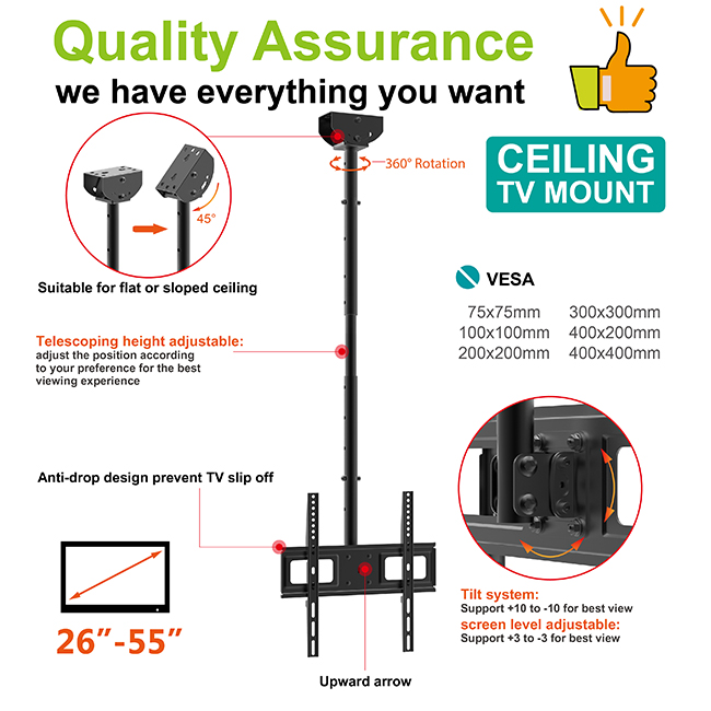 Telescopic LCD Ceiling TV Wall Mount