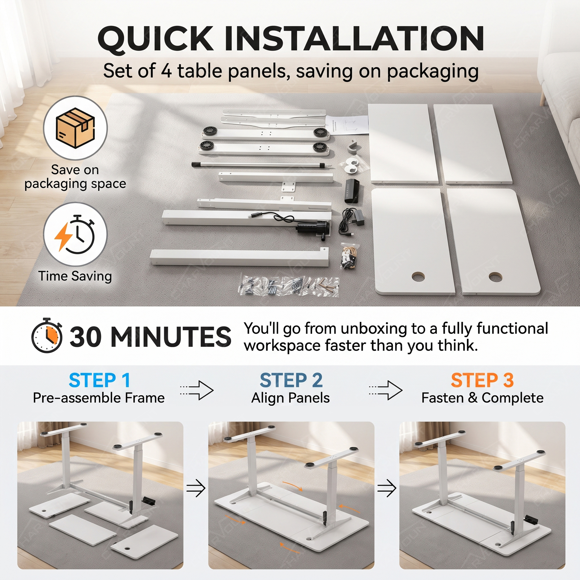 Electric Height Adjustable Standing Desk with Memory Controller – 176 lbs Capacity