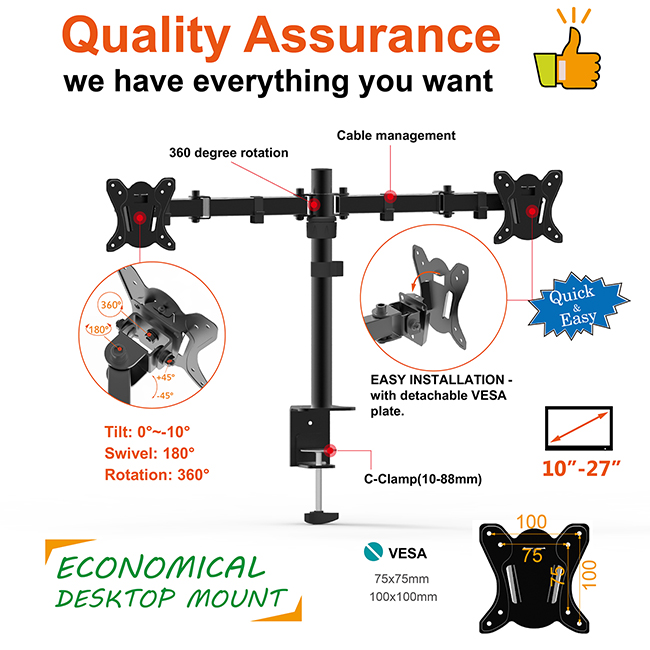 Beautiful Two Arms Adjustable Desk Monitor Mount