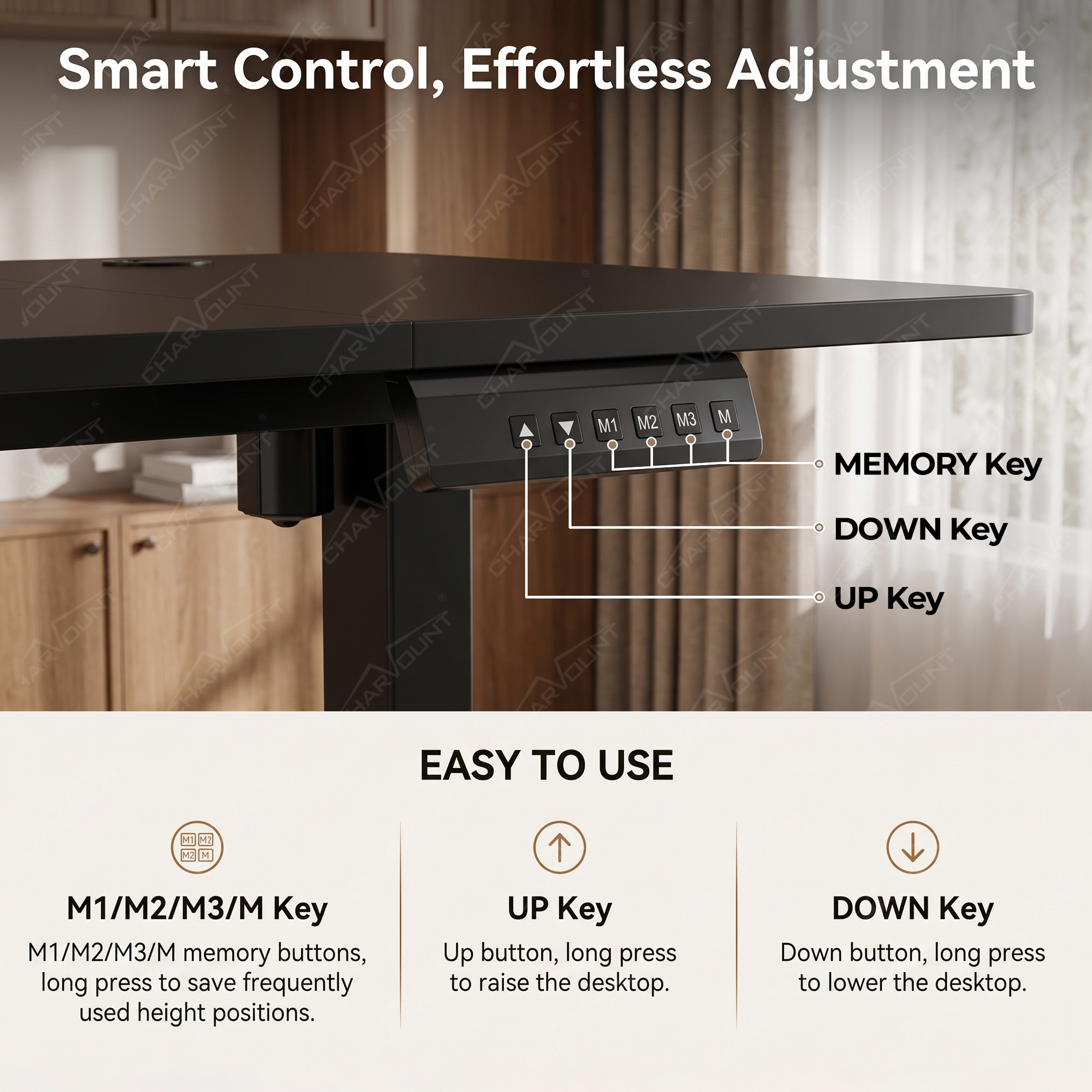 Electric Height Adjustable Standing Desk with Memory Controller – 176 lbs Capacity