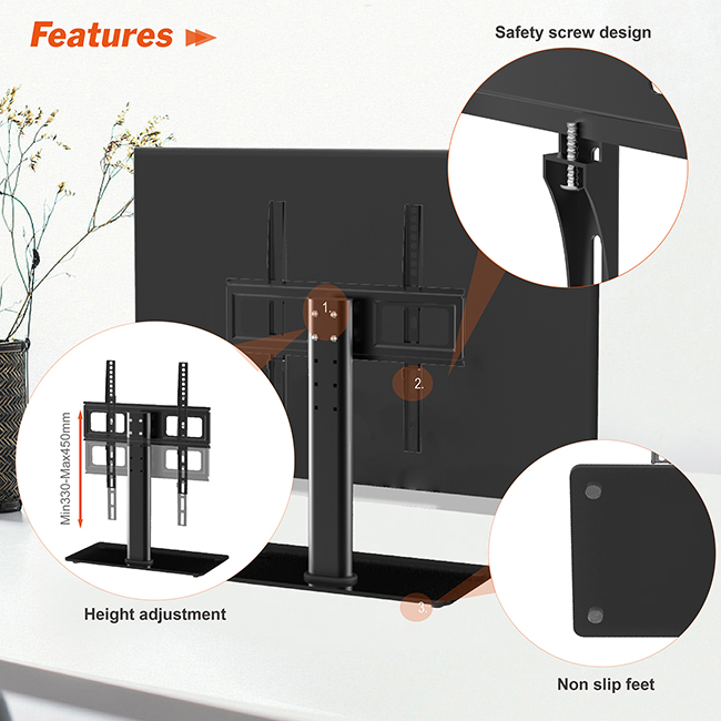  Height Adjustable TV stand with glass base