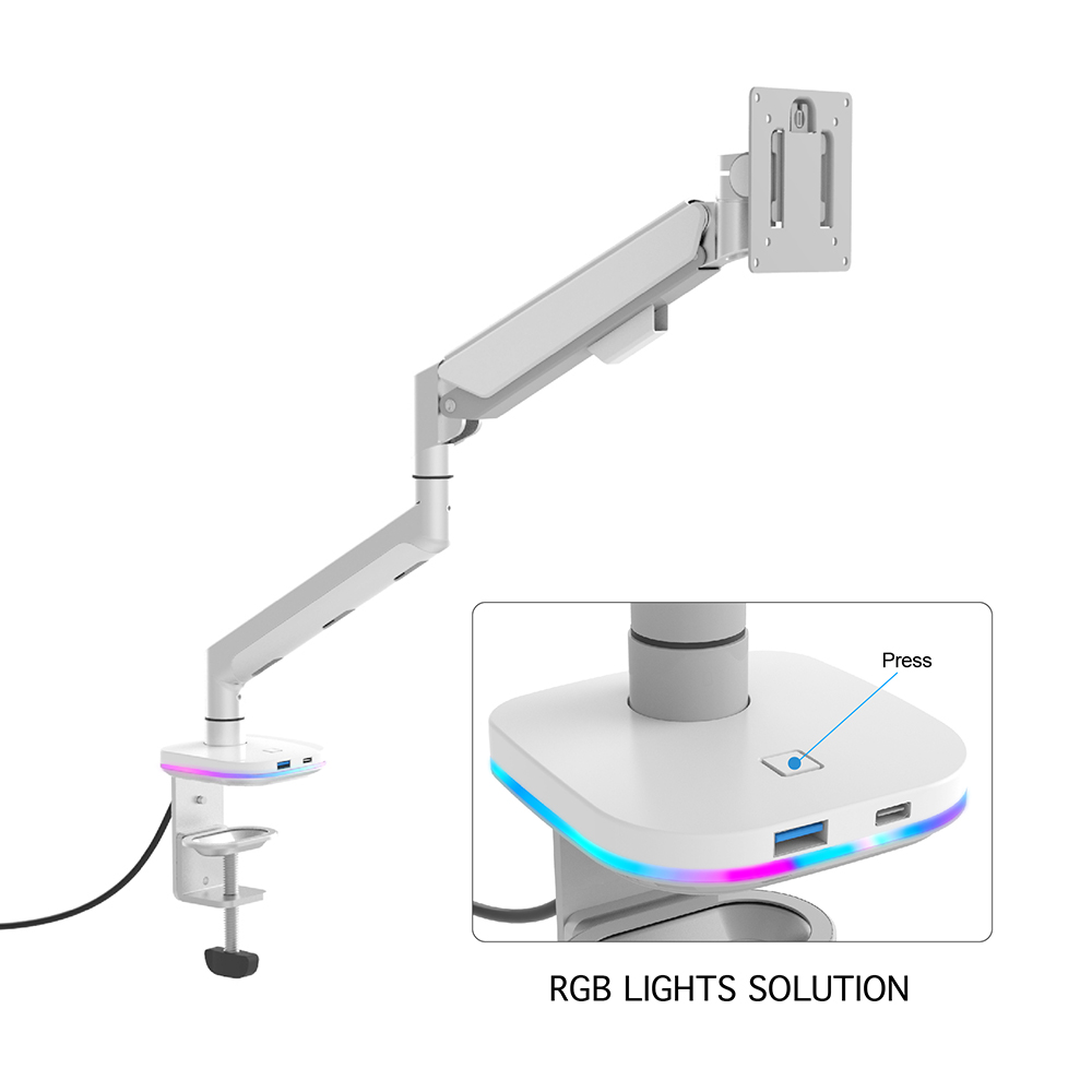 Gas maitiid ien monitorearm mei rgb-ljochten